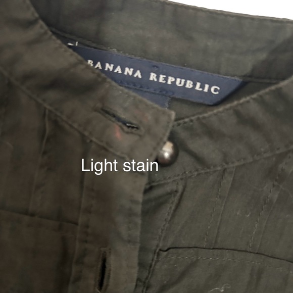 Banana Republic Green Military Style Pearl Like Buttons Blouse,Size Petite Small - Picture 8 of 14